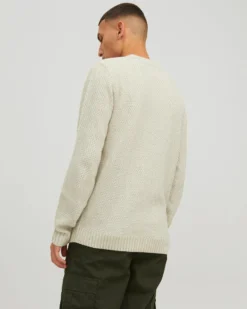 JACK&JONES - Maglione panna da uomo a girocollo