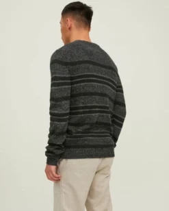 JACK&JONES - MAGLIONE UOMO A GIROCOLLO GRIGIO  E NERO