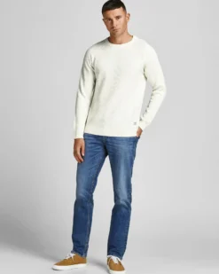 JACK&JONES - MAGLIONE UOMO A GIROCOLLO BIANCO