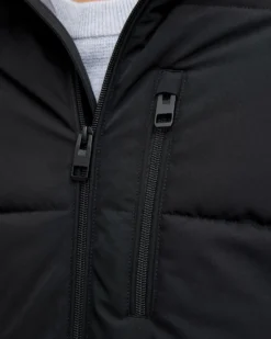 JACK & JONES - PIUMINO NERO DA UOMO IDROREPELLENTE CON CAPPUCCIO
