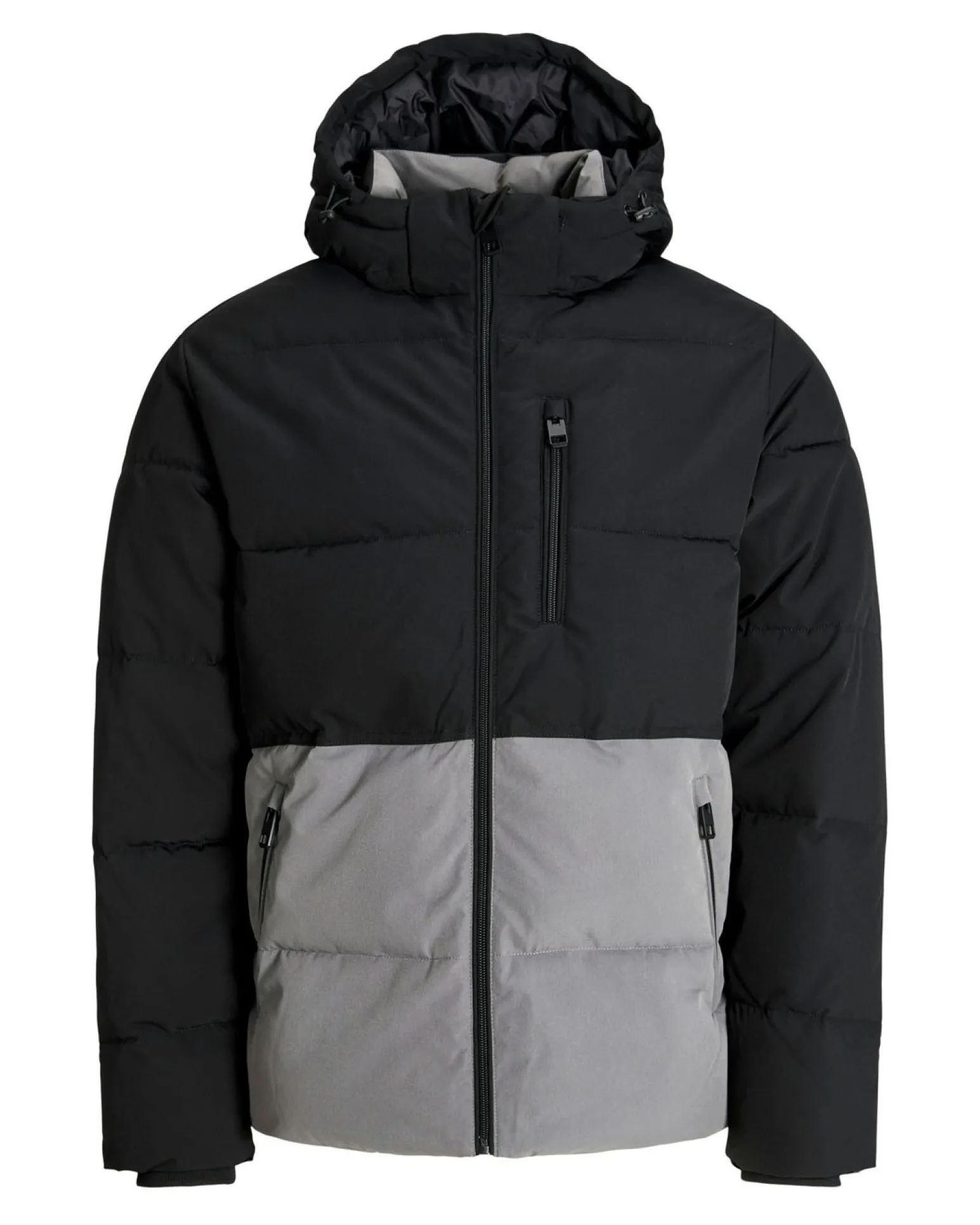 JACK & JONES - PIUMINO NERO DA UOMO IDROREPELLENTE CON CAPPUCCIO