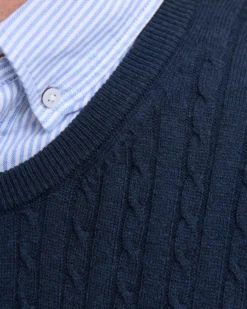 JACK&JONES - PULLOVER GIROCOLLO BLU DA UOMO CON CON TRECCINA
