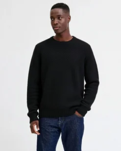JACK&JONES - PULLOVER GIROCOLLO NERO DA UOMO