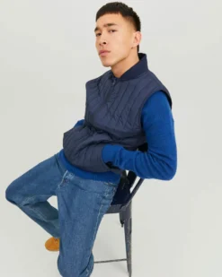 JACK&JONES - SMANICATO TRAPUNTATO BLU DA UOMO