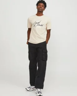 JACK&JONES T-SHIRT BEIGE DA UOMO IN COTONE