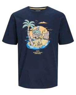 JACK&JONES - T-shirt blu con stampa a maniche corte