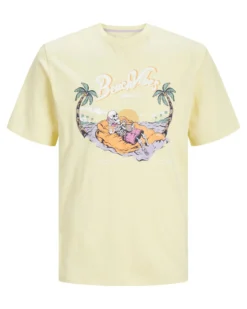JACK&JONES - T-shirt gialla con stampa a maniche corte