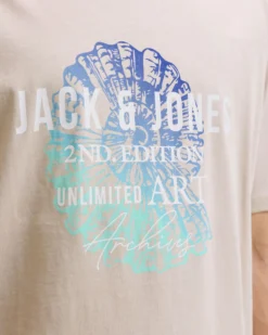 JACK&JONES - Tshirt manica corta gradient  beige con stampa