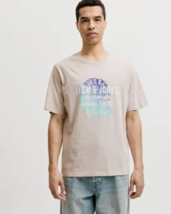 JACK&JONES - Tshirt manica corta gradient  beige con stampa