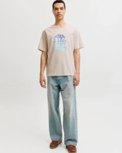 JACK&JONES - Tshirt manica corta gradient  beige con stampa