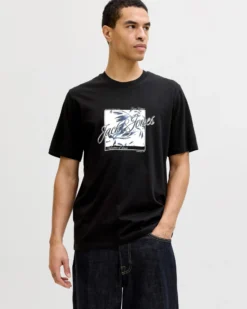 JACK&JONES - Tshirt manica corta honolulu nera con stampa