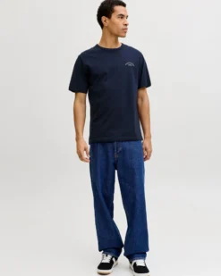 JACK&JONES - Tshirt manica corta college blu con logo