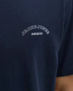 JACK&JONES - Tshirt manica corta college blu con logo