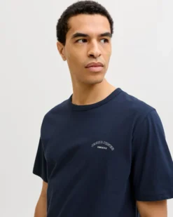 JACK&JONES - Tshirt manica corta college blu con logo