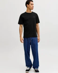 JACK&JONES - Tshirt manica corta college nera con logo
