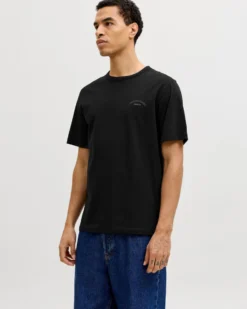 JACK&JONES - Tshirt manica corta college nera con logo