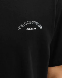 JACK&JONES - Tshirt manica corta college nera con logo