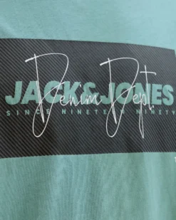 JACK & JONES - TSHIRT MANICA CORTA VERDE ACQUA DA UOMO