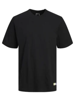 JACK&JONES - T-SHIRT MEZZA MANICA NERA DA UOMO WIDE FIT