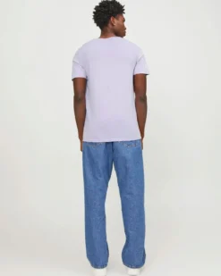 JACK&JONES  T-SHIRT UOMO LILLA IN COTONE