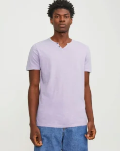 JACK&JONES  T-SHIRT UOMO LILLA IN COTONE