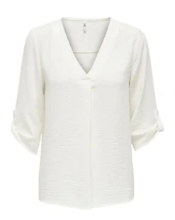 JACQUELINE de YONG - CAMICIA DONNA BIANCA CON SCOLLO A V