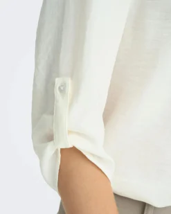 JACQUELINE de YONG - CAMICIA DONNA BIANCA CON SCOLLO A V