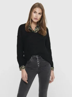 JACQUELINE DE YONG - MAGLIONE A MAGLIA DONNA NERO