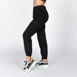 JACQUELINE de YONG - PANTALONE CARGO NERO DA DONNA CON VITA ELASTICIZZATA