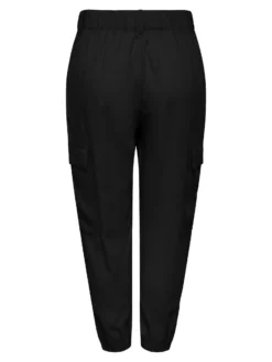 JACQUELINE de YONG - PANTALONE CARGO NERO DA DONNA CON VITA ELASTICIZZATA