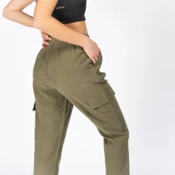 JACQUELINE de YONG - PANTALONE CARGO VERDE DA DONNA CON VITA ELASTICIZZATA