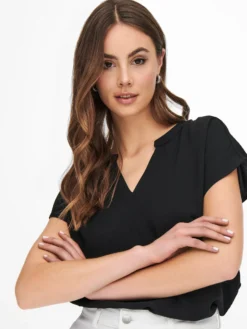 JACQUELINE DE YONG - TSHIRT MEZZA MANICA NERA DA DONNA