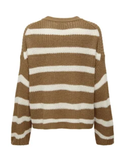 JACQUELINE - MAGLIA PULLOVER A RIGHE BEIGE E BIANCO