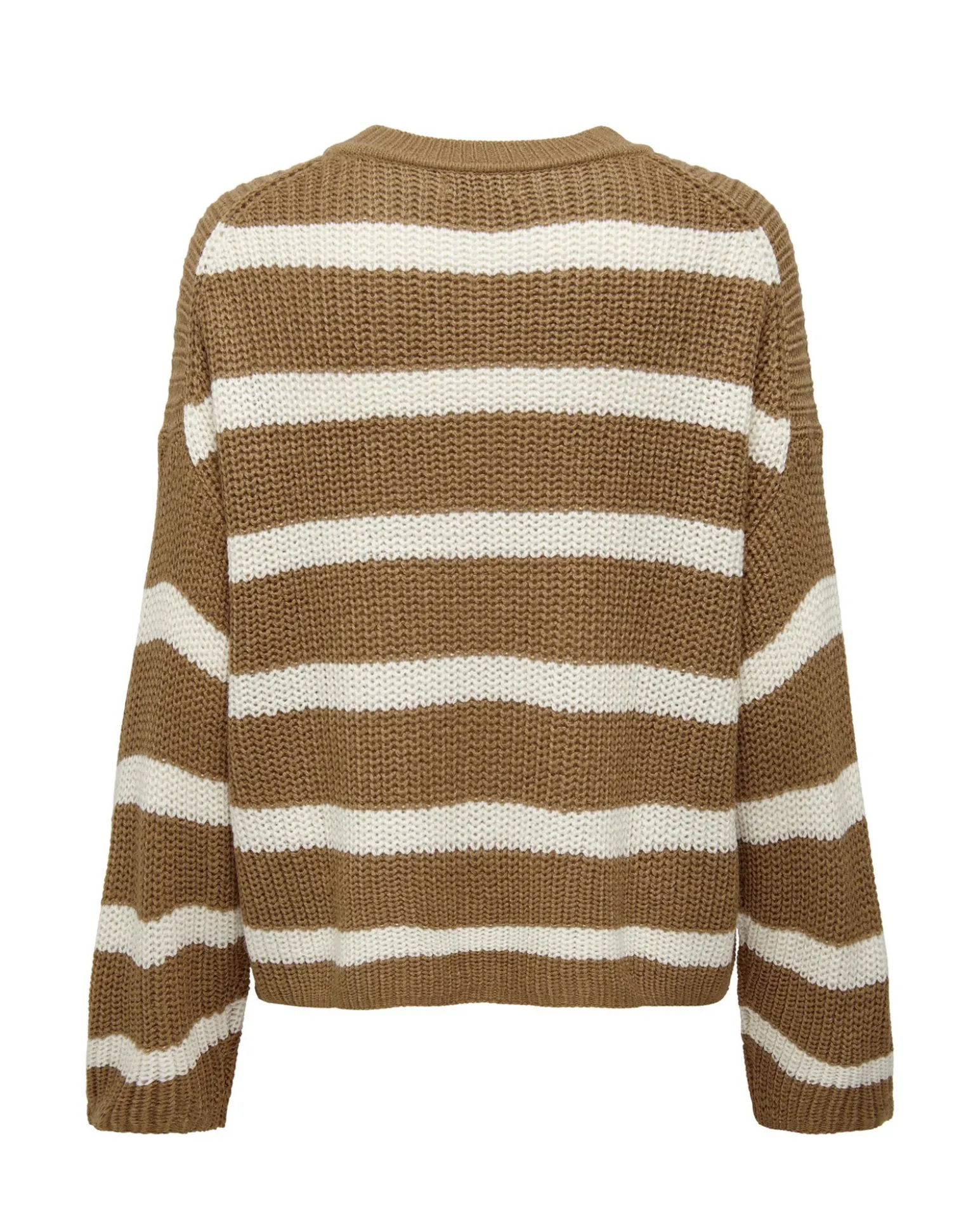 JACQUELINE - MAGLIA PULLOVER A RIGHE BEIGE E BIANCO