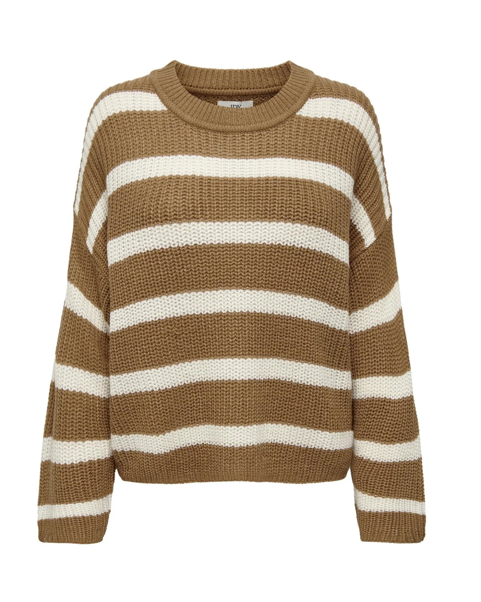 JACQUELINE - MAGLIA PULLOVER A RIGHE BEIGE E BIANCO