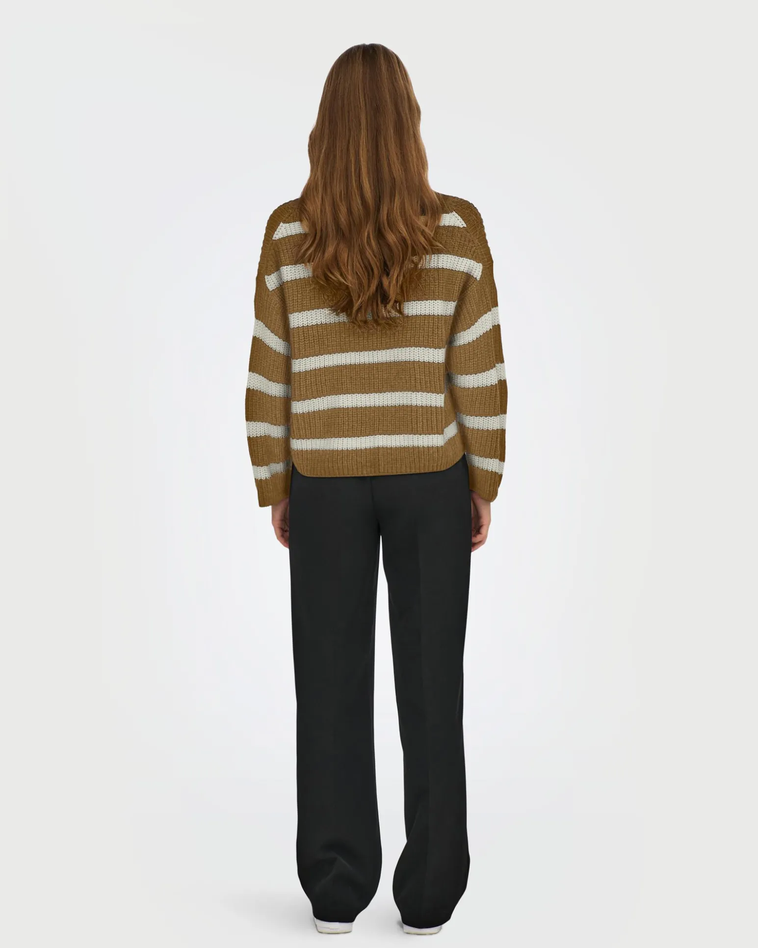 JACQUELINE - MAGLIA PULLOVER A RIGHE BEIGE E BIANCO