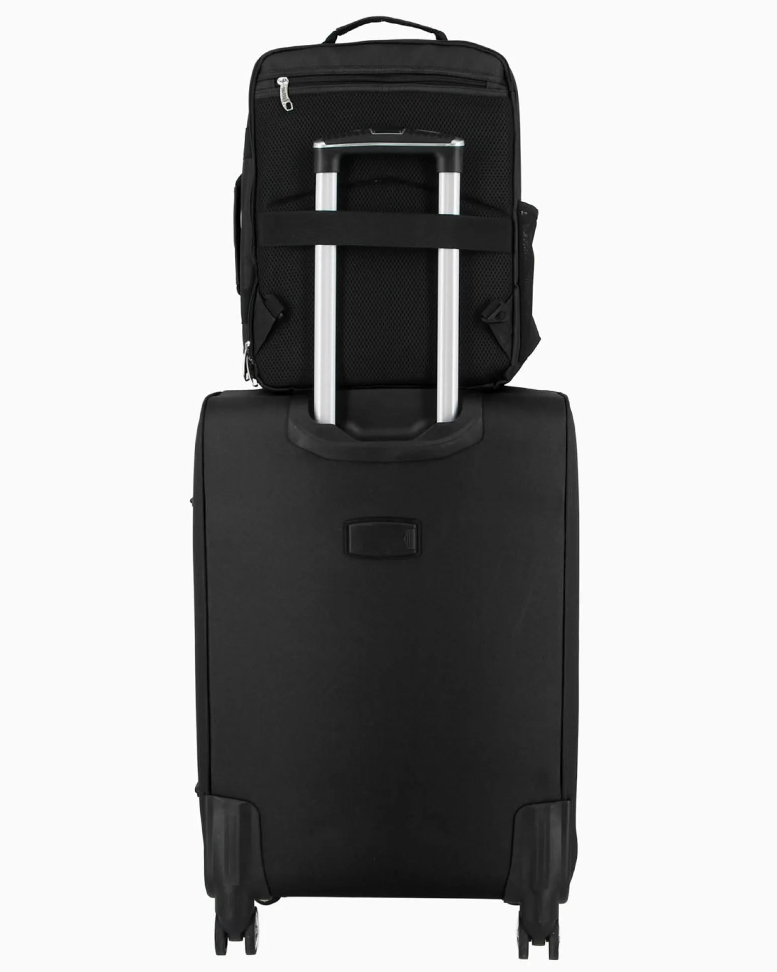 JAGUAR - TROLLEY NERO IN TESSUTO CON DOPPIA TASCA FRONTALE, COMBINAZIONE TSA E 4 RUOTE