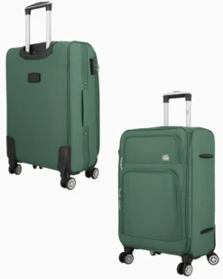 JAGUAR - TROLLEY VERDE IN TESSUTO CON DOPPIA TASCA FRONTALE, COMBINAZIONE TSA E 4 RUOTE