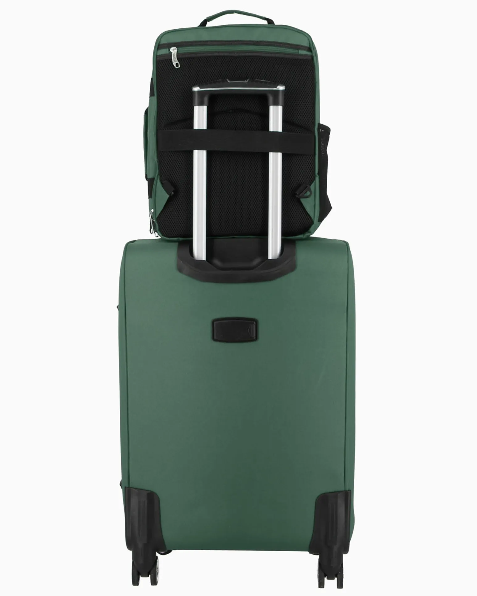 JAGUAR - TROLLEY VERDE IN TESSUTO CON DOPPIA TASCA FRONTALE, COMBINAZIONE TSA E 4 RUOTE