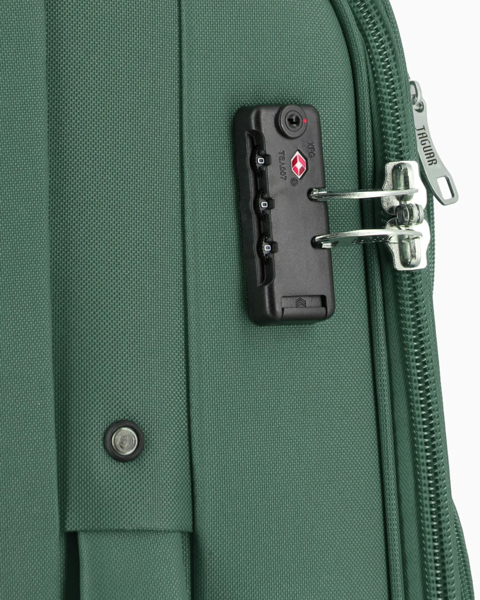 JAGUAR - TROLLEY VERDE IN TESSUTO CON DOPPIA TASCA FRONTALE, COMBINAZIONE TSA E 4 RUOTE