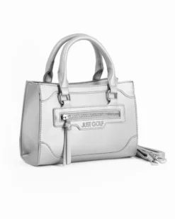 JUST GOLF - Borsa a mano argento con tasca frontale, tracolla removibile
