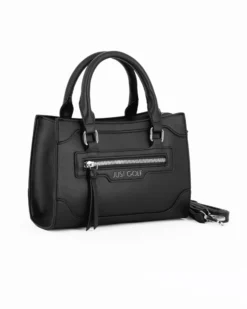 JUST GOLF - Borsa a mano nera con tasca frontale, tracolla removibile
