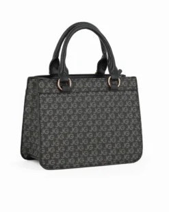 JUST GOLF - Borsa a mano nera loggata con patta e tasca frontali, tracolla removibile