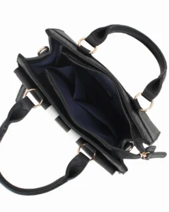 JUST GOLF - Borsa a mano nera loggata con patta e tasca frontali, tracolla removibile