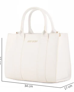 JUST GOLF - Borsa bianca due manici con stampa logo e tracolla removibile