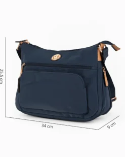 JUST GOLF - Borsa blu con doppia tasca frontale, manico regolabile e cerniera ad espansione