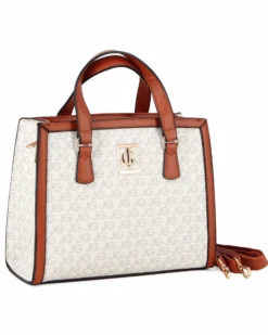JUST GOLF - Borsa due manici beige loggata con tracolla removibile