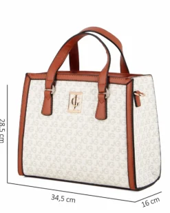JUST GOLF - Borsa due manici beige loggata con tracolla removibile