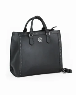 JUST GOLF - Borsa due manici nera con borchie e tracolla removibile