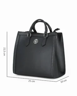 JUST GOLF - Borsa due manici nera con borchie e tracolla removibile